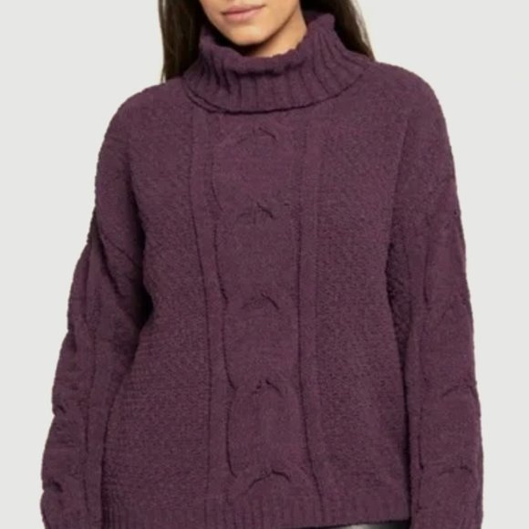 NWT Seven7 Chenille Turtleneck Sweater Blackberry Wine - Picture 1 of 4